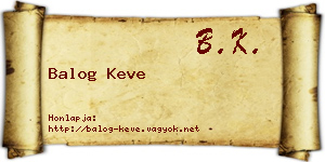 Balog Keve névjegykártya